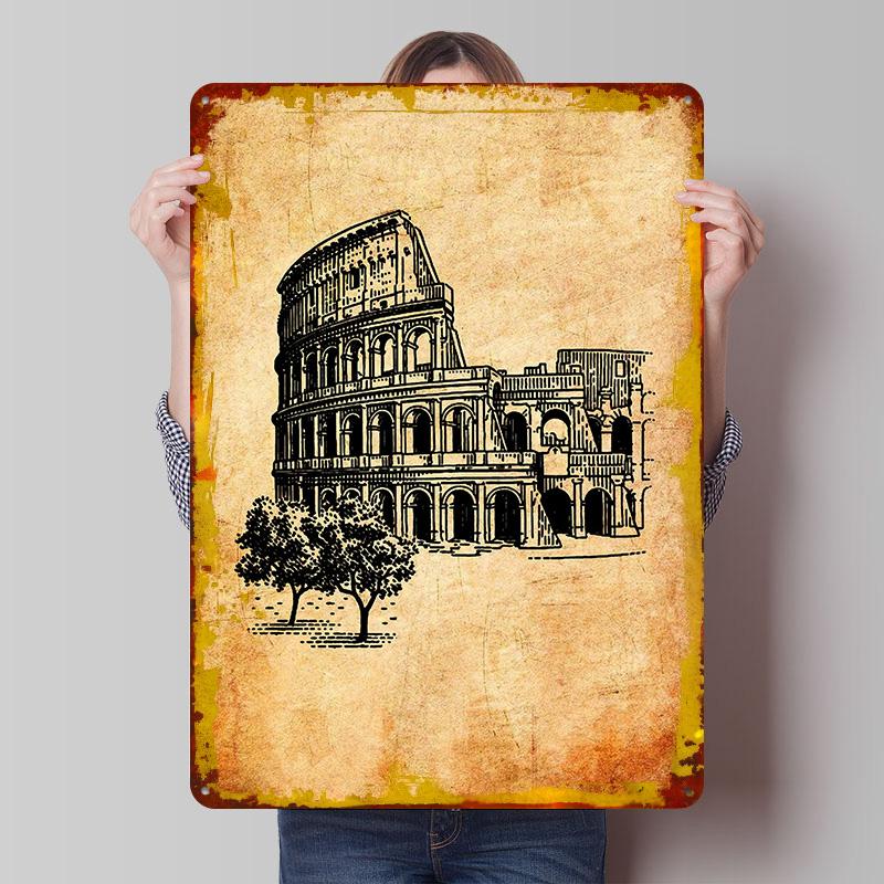 

Colosseum Sketch Poster Customized Wall Art Vintage Metal Signs Retro Tin Plaque for Man Cave Garage Decoration Room Home Decor 20x30cm（7.8x11.8inch）
