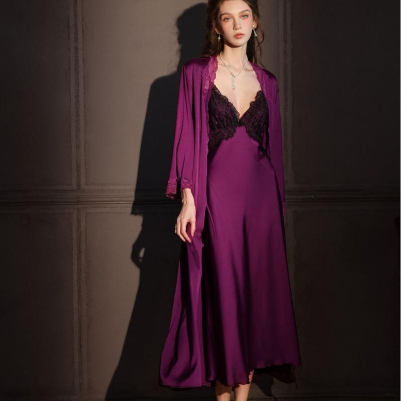 Sexy pajamas, thin with chest pads, long over-the-knee suspenders, nightgowns, robes, backless loungewear