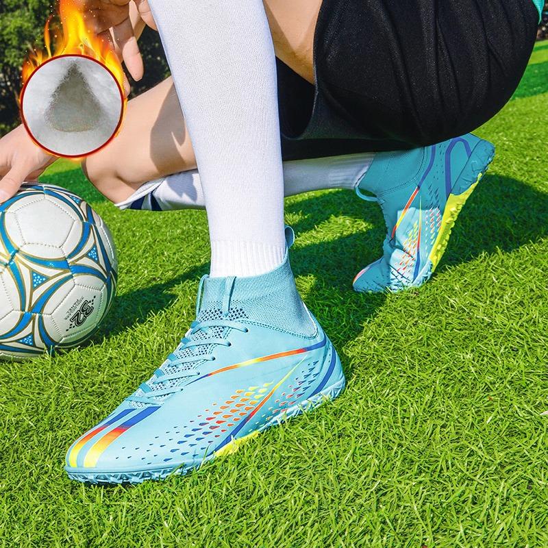 Professional Soccer Shoes Men Anti-slip Lace-up High Top Plush Long Studs Sports Shoes Men Grass Super Light Football Boots Men
