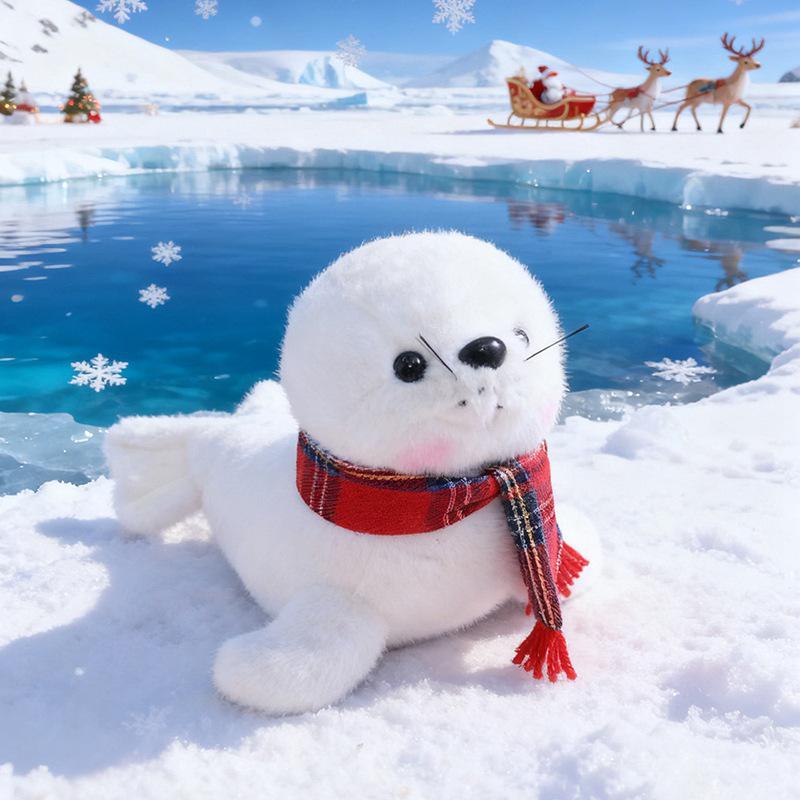 Weihnachts-Seelöwen-Stofftier - Meeresaquarium Stoffpuppe, Perfektes Geschenk für Kinder