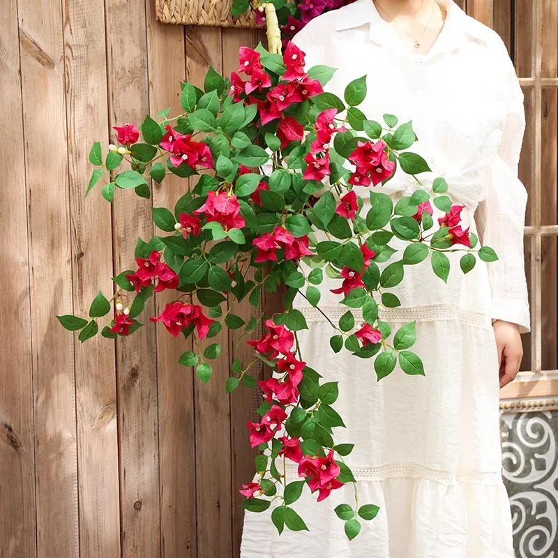 80cm Artificial Triangle Plums Wall Hanging Silk Fake Flowers Auditorium Decoration Simulation Flower White Green Triangle Plum