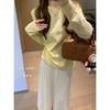 Simple round neck basic knitted bottoming shirt women's autumn and winter casual loose inner top curled sweater