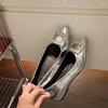 Woodpecker Silver Rhinestone Pointed Mary Janes - Women's Hidden Heel Slip-On for Autumn 2025