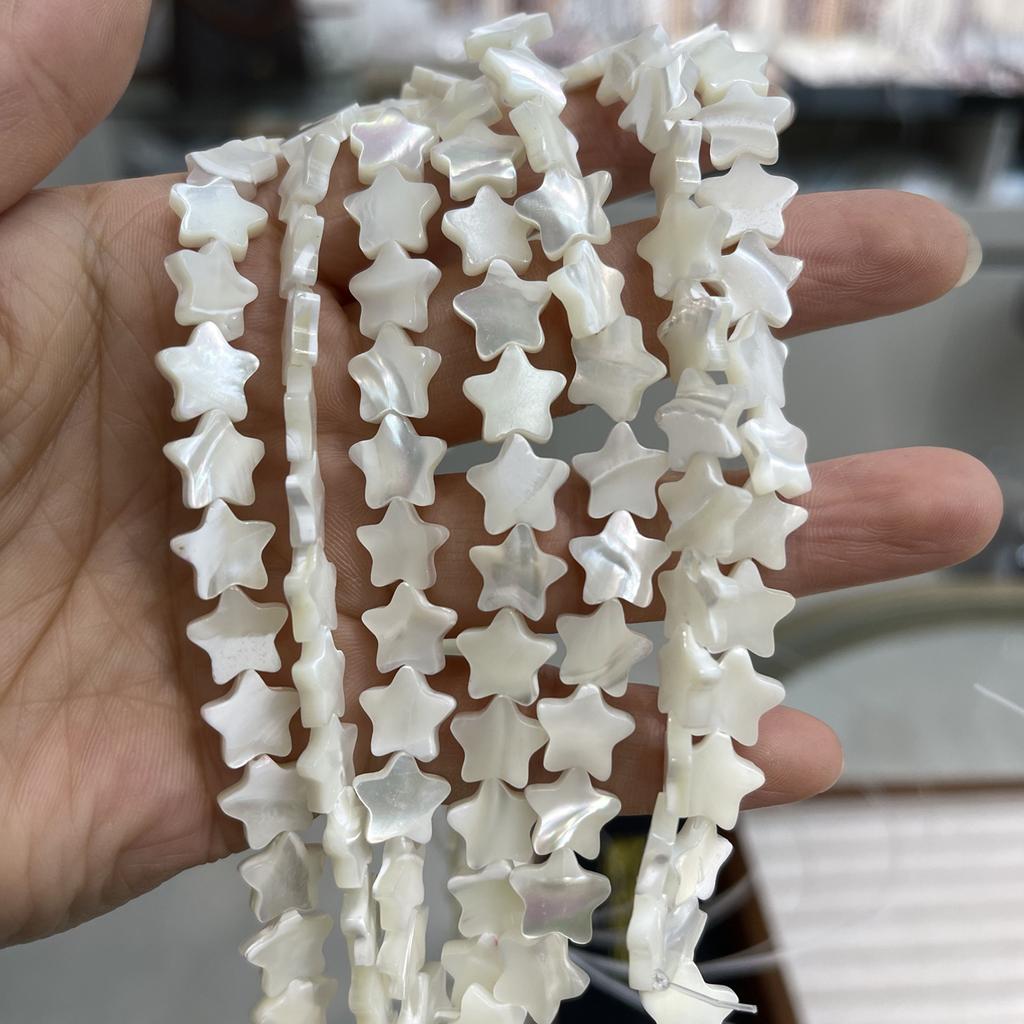 8x8mm Natural White Trochus Shell Star Beads 18cm Single Strand Mother Of Pearl Loose Beads for DIY Jewelry Making