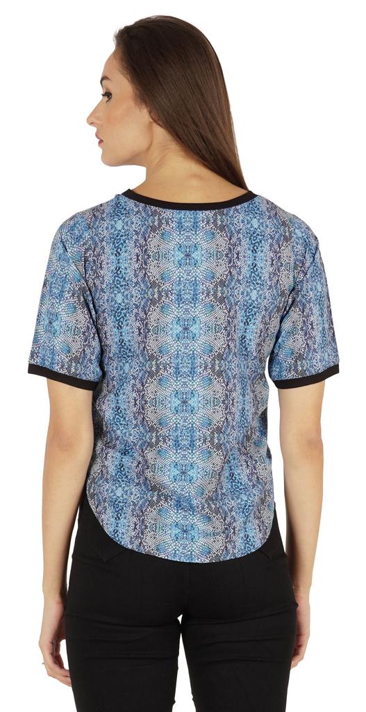 Inkmeso Rundhals Lässige T-Shirts Für Damen Bedruckt Normale Passform High-Low Saum