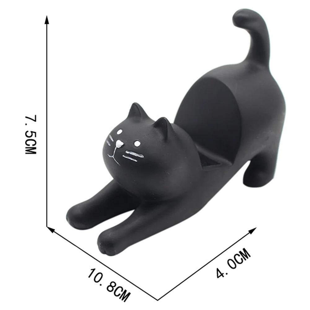 Cute Lazy Bracket Cat Shape Resin Phone Holder Desktop Stand Fixing Mini Portable Multi-functional Holder On Car or Desk Decorat