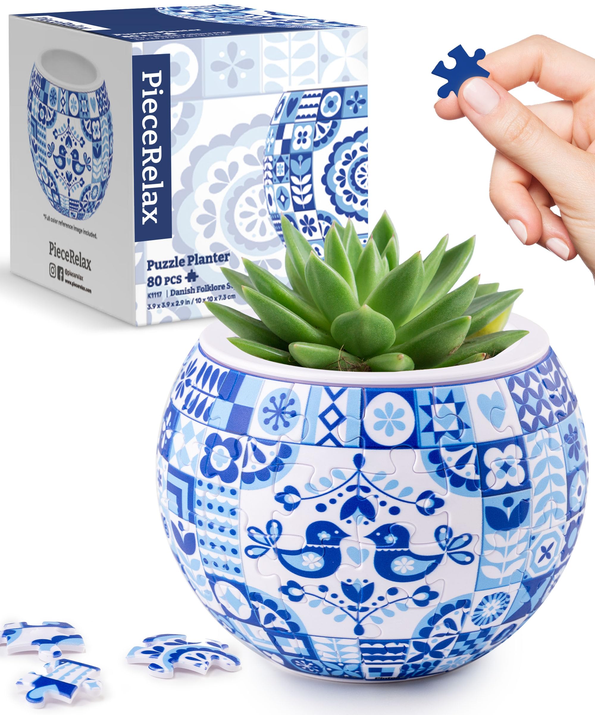 

PieceRelax Plastic 3D Flowerpot Puzzle Folk Pen Candy Decorative Item 80-piece [Danish Style] (10x10x7cm) - Children s Gift, Holder, Tin, [K1117]