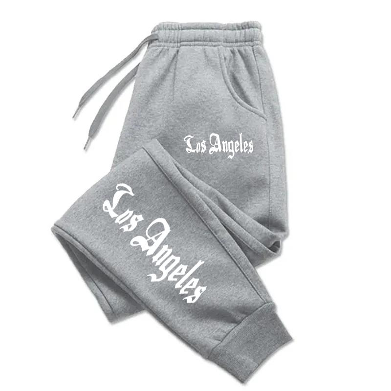 Herbst Damen Sweatpants Los Angeles City Buchstabenprints Hose Locker Lässige Jogginghose Warme Fleece Sportbekleidung Partnerkleidung