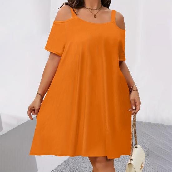 Women's Summer Off Shoulder Mini Dress Short Sleeve Flowy A-line Dress Casual Loose Beach Vacation Sundress