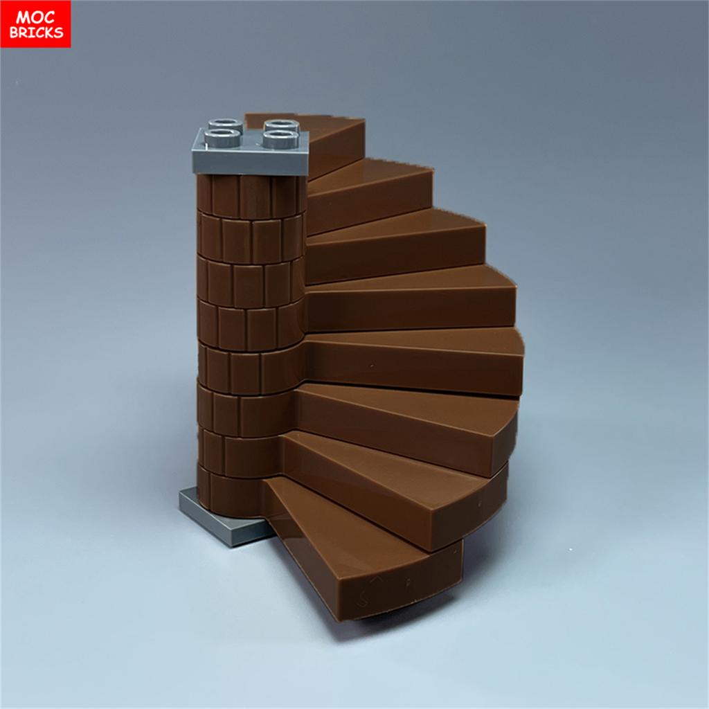 Set  MOC Bricks City Castle Stairs Spiral Step 40243 Support 1x1x5 40244 Assembles Particles Building Blocks