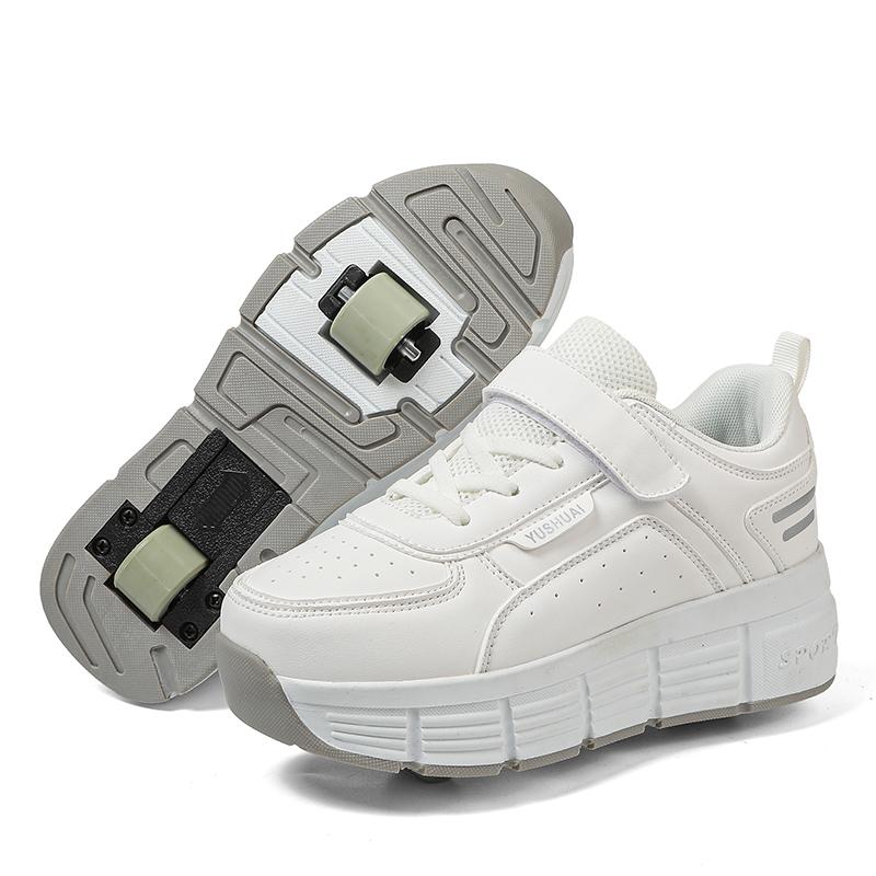 TUINANLE Small Four-wheel Walking Shoes Pink Teenager Sport Shoe Girls Kids Unisex Two Wheel Pulley Walking Shoes