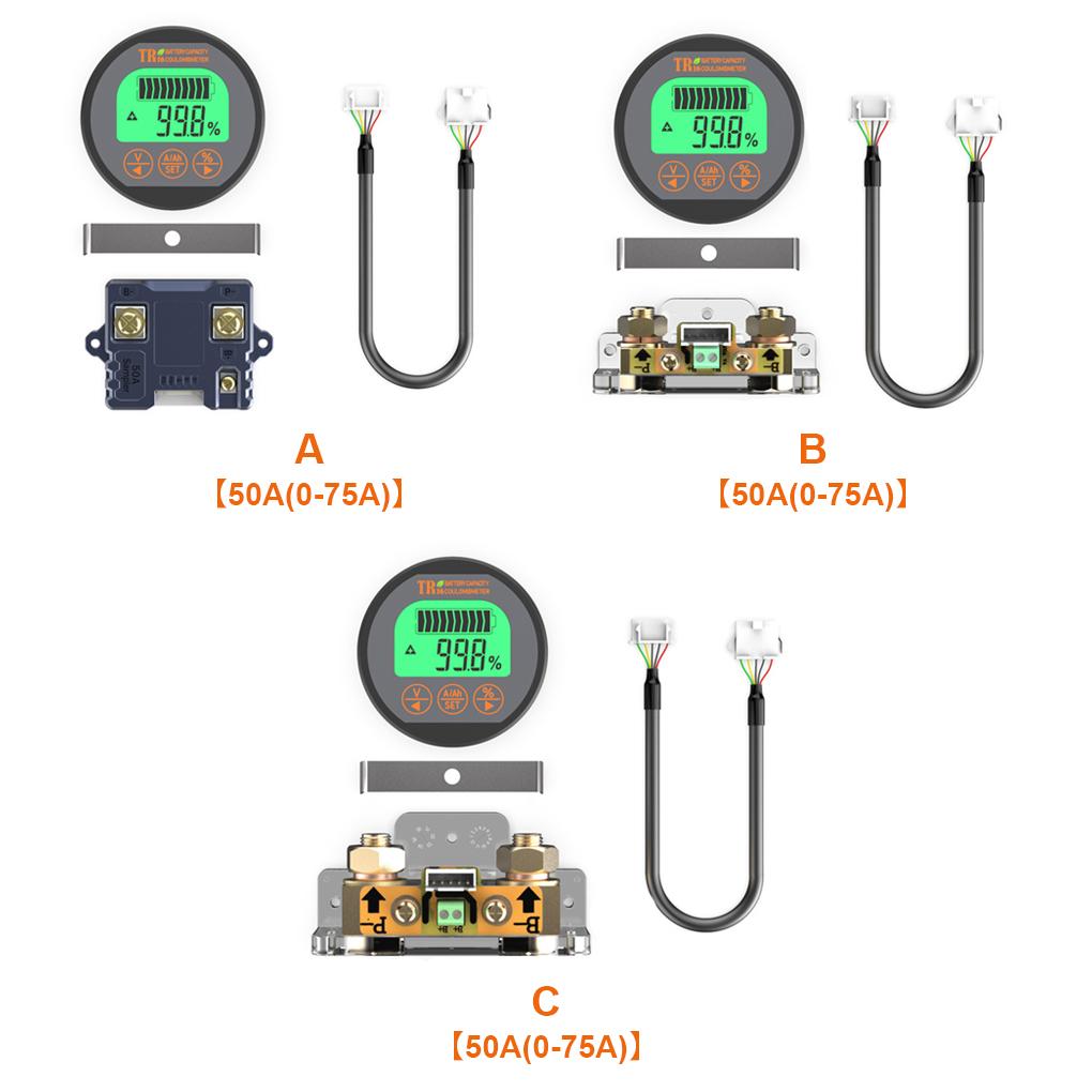 LCD Digital Battery Meter with Base Electric Bicycle Scooter Capacity Voltage Current Gauge Button Operation Type 3