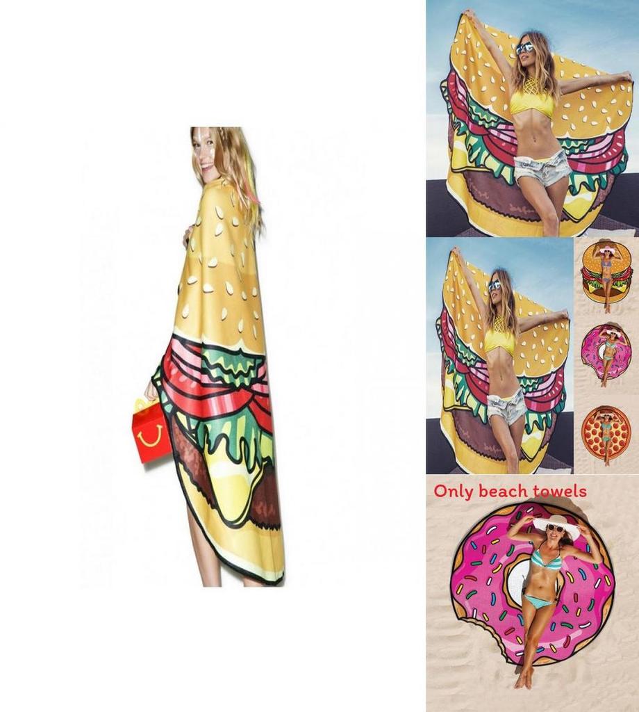 Hamburgers Donuts Pizza Design Beach Towel For Kids And Adults With Polyester Fabric For Pool And Beach Use