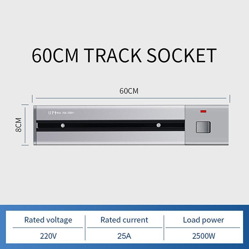 40/60/80CM Hidden Electric Extension Sockets,Power Track Socket,Kitchen Power Track Socket Movable Surface Mounted Wireless Sliding Socket