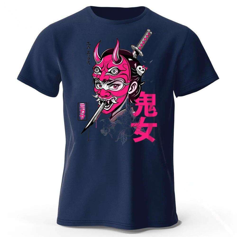 Japanese Samurai Print Men Pure Cotton Sports Running Short Sleeved Simple Style Fitness and Comfortable Plus Size Loose Tshirt