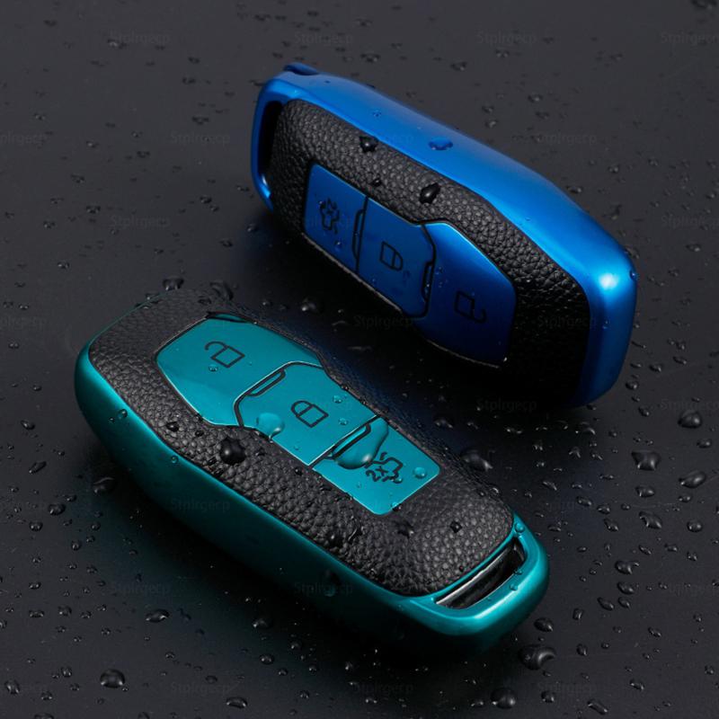 Kožený TPU držák krytu dálkového ovladače na auto pro Ford Focus 3 4 ST Mondeo 5 MK5 Mustang F-150 Explorer Edge Fiesta Kuga MK3