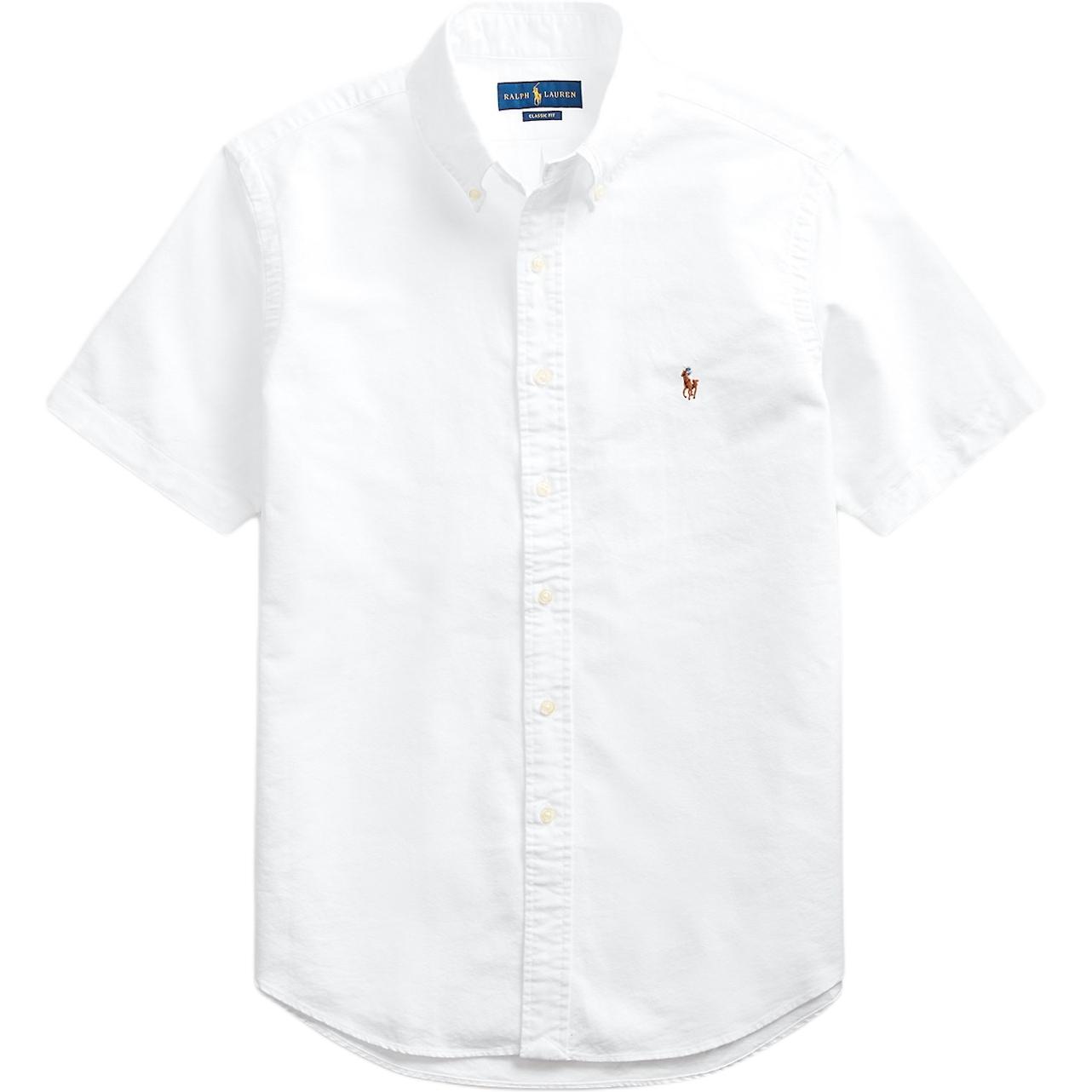 Polo Ralph Lauren Einfarbige Polo-Kragen-Knopfleiste Logo Kurzarmhemd Herrenhemden Weiß 710794942-001 M