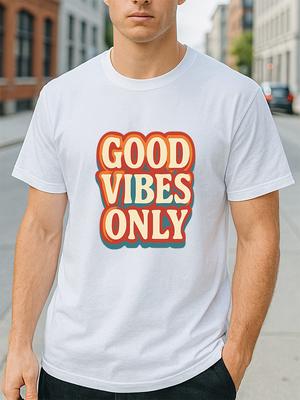 Good Vibes Only Retro Positive Quote Graphic Unisex Women Men Casual T-Shirt Unisex T-Shirt