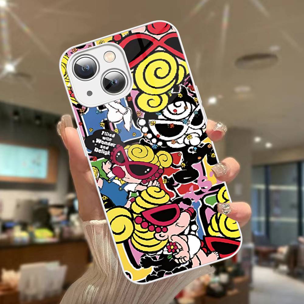 Japan Fashion H-Hysteric M-Mini For iPhone 14 13 12 Mini 11 Pro XS Max X XR 14 Plus Tempered Glass Cover