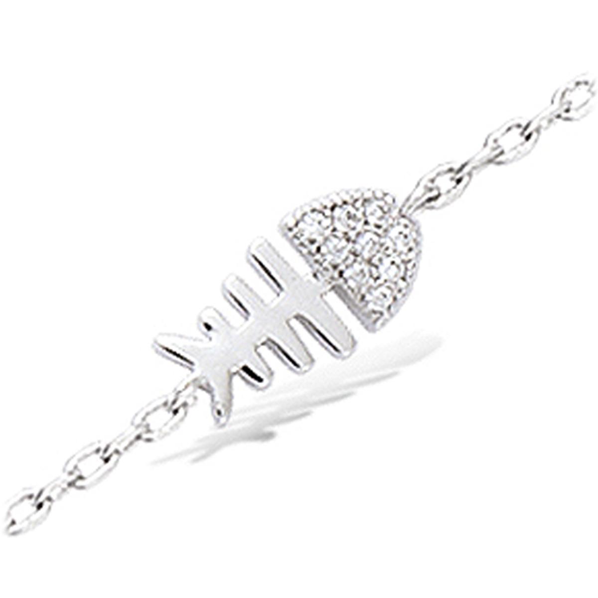 

Les Trésors De Lily [N6839] - Серебряный браслет Рыбка белый (родий) - 12x6 мм