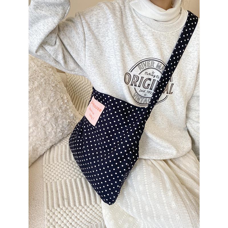 

Корейская ретро вельветовая сумка-тоут в горошек для студентов