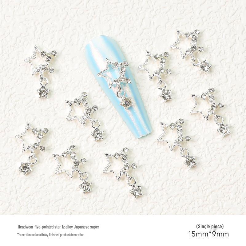 Gold & Silver Alloy Star Pendant Nail Art Accessory