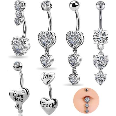 Sexy Piercing all'Ombelico Europeo Fibbia Ombelicale Acciaio Inossidabile Cuore di Pesca Amore Anello Ombelicale Gioiello da Piercing