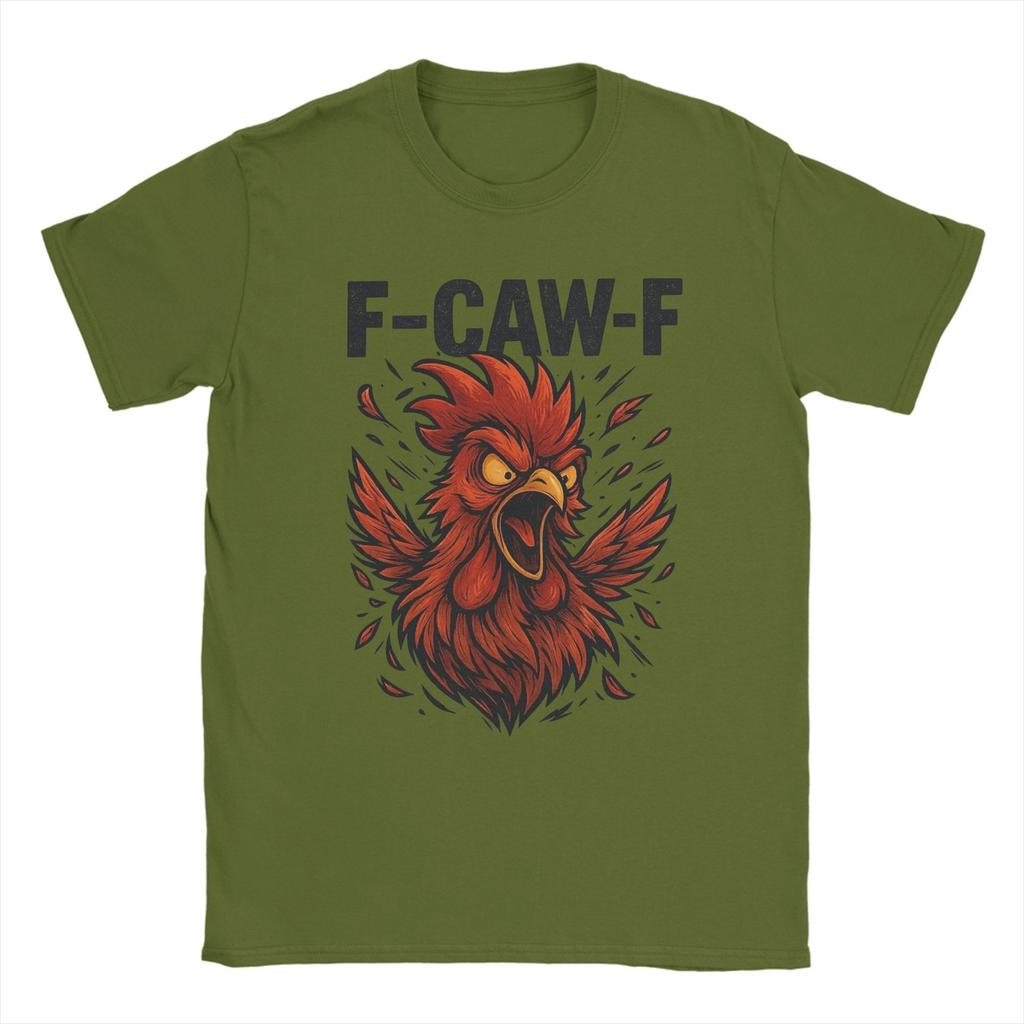 F-CAW-F Funny Rooster Meme Chicken T-Shirts for Men  Casual Cotton Tees Crew Neck Short Sleeve T Shirt Original Tops