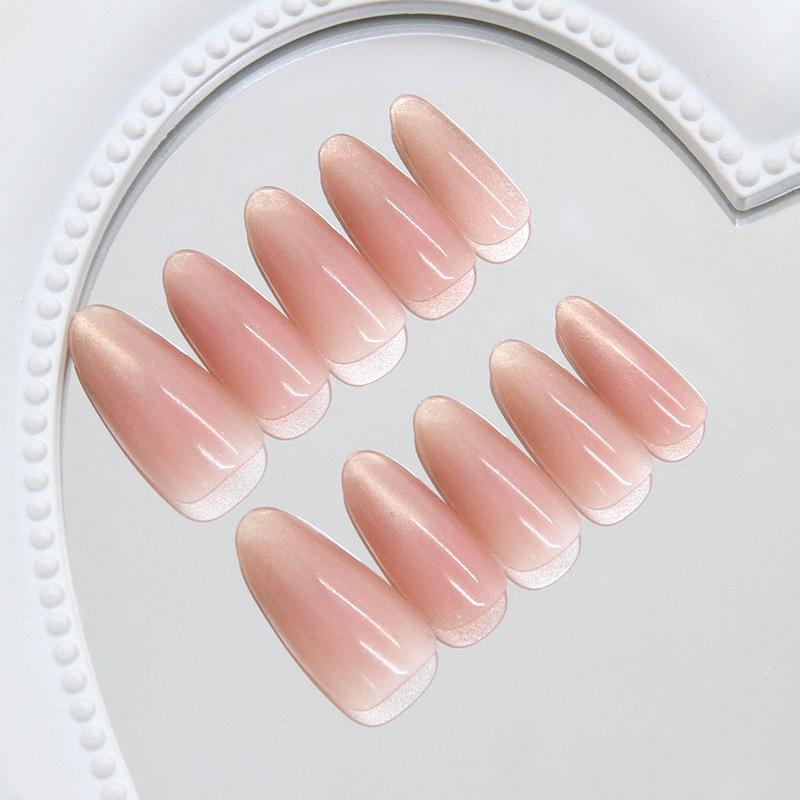 Smart cat eye streamer blush gradual change simple almond nail ins wind removable wearing armor 30 pieces
