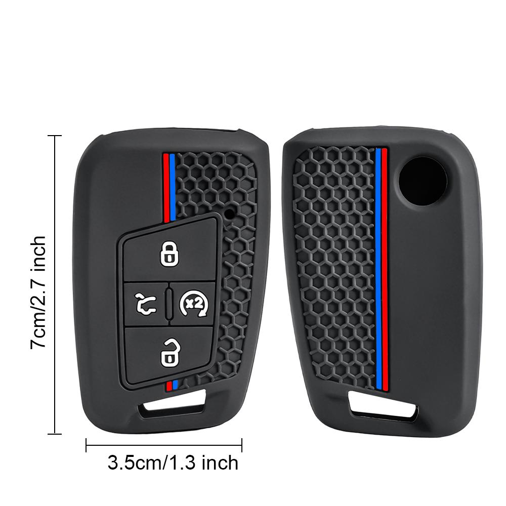 4 Buttons Silicone Key Fob Cover Fit for Volkswagen VW Atlas Tiguan Golf Alltrack SportWagen R Polo E-Golf Folding Flip Key Fob