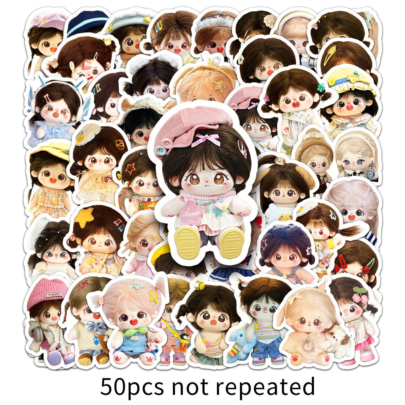 50-Pack Waterproof Cartoon Doll Stickers for Phones, Journals, and Water Bottles