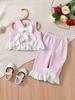 Summer Countryside Style Infant Baby Girls Clothing Set Sleeveless Top with Plaid Long Pants Retro Lace Butterfly Two Piece Outfit