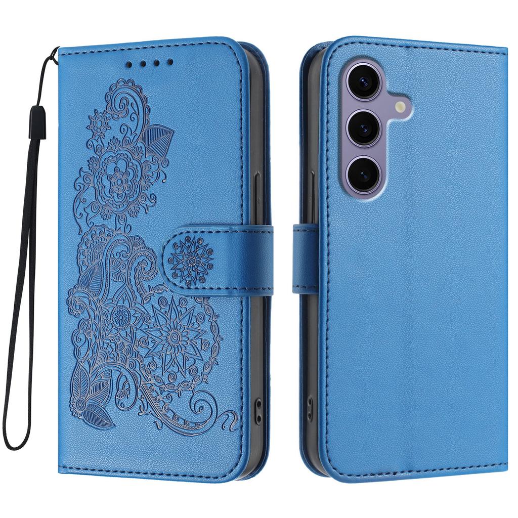 For Samsung Galaxy S24/Galaxy S25 Phone Cases Mandala Flower Leather Wallet Mobile Cover with Strap