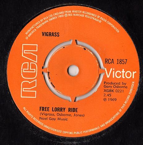 

7inch Record PAUL VIGRASS - Free Lorry Ride / Flying RCA1857 RCA Victor 1969 UK Rock Used
