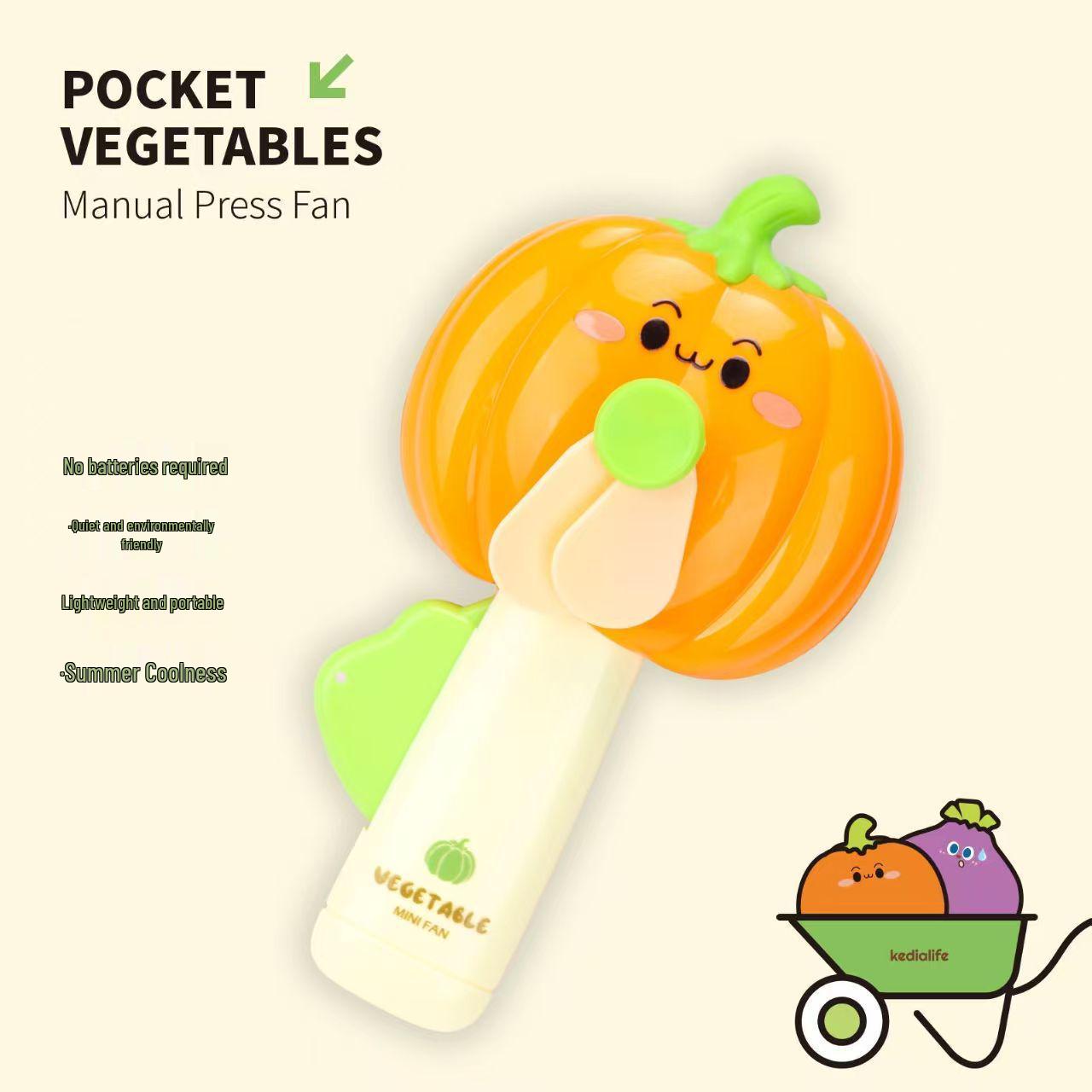 Kids Cartoon Fruit & Veggie Hand-Press Fan – Cute Gift for Children s Day