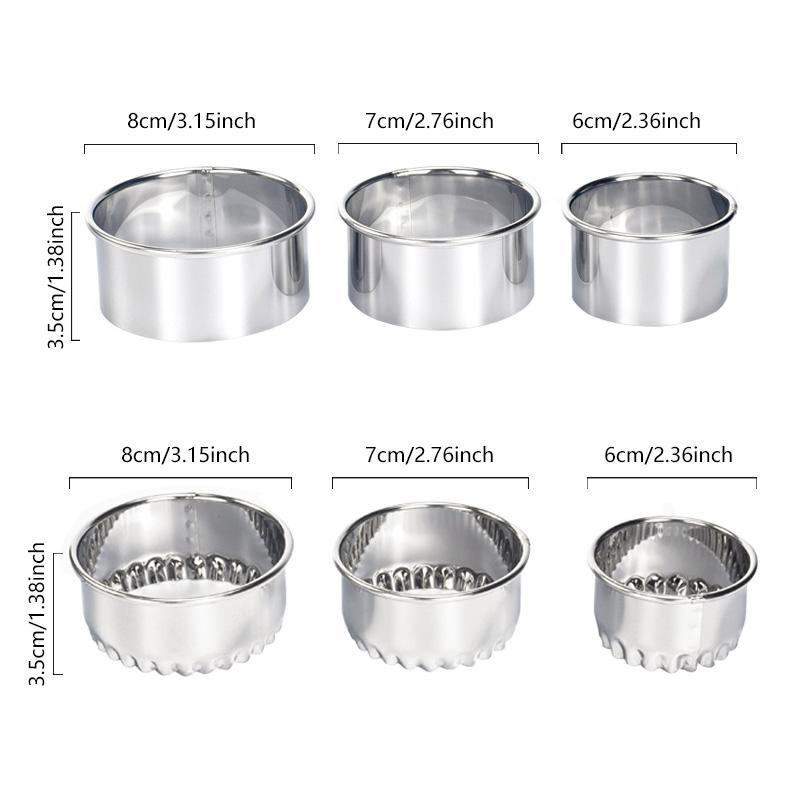 3Pcs Stainless Steel Dough Cutter Dumplings Molds Round Cookie Biscuit Cutters Circle Pastry Cutters Baking Circle Ring Molds