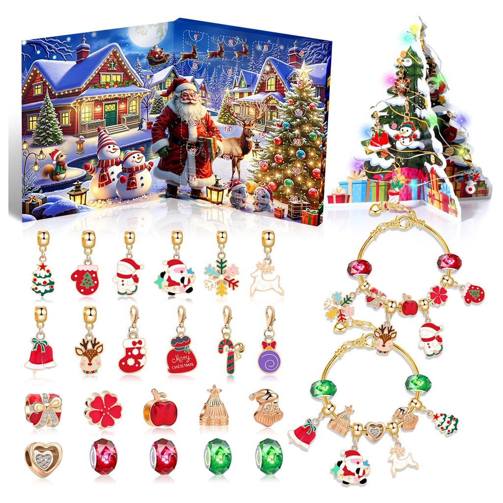 DIY Christmas Bracelet Advent Calendar Kit with Tree Xmas Countdown Calendar Xmas Bracelets Toy Arrival Calendar Xmas Ideal Gift