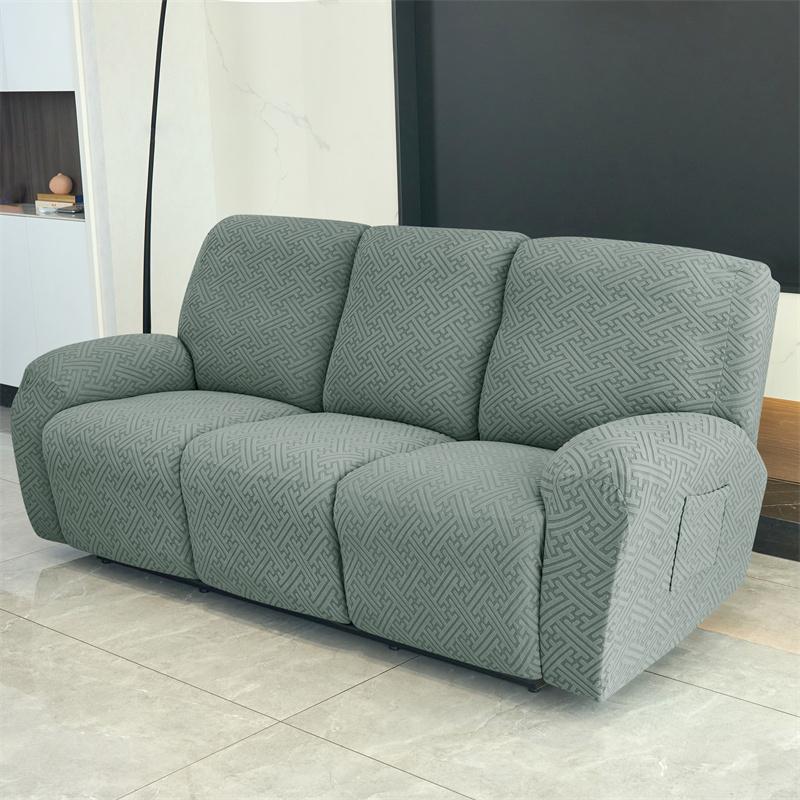 3Seater Jacquard Recliner Sofa Cover Dust-proof Stretch Reclining Couch Slipcover Relax Armchair Slipcover for Living Room Home
