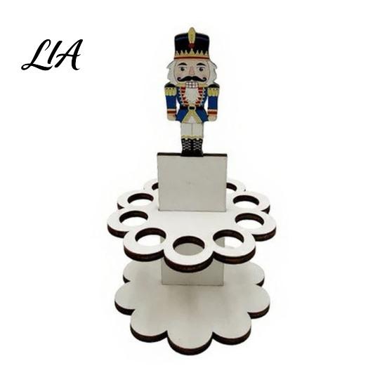 Wooden Money Gift Display Christmas Holder Ornaments with 10 Holes, Snowman Santa Claus Tree Cute Holiday Character Decor Cash Holder, Rack