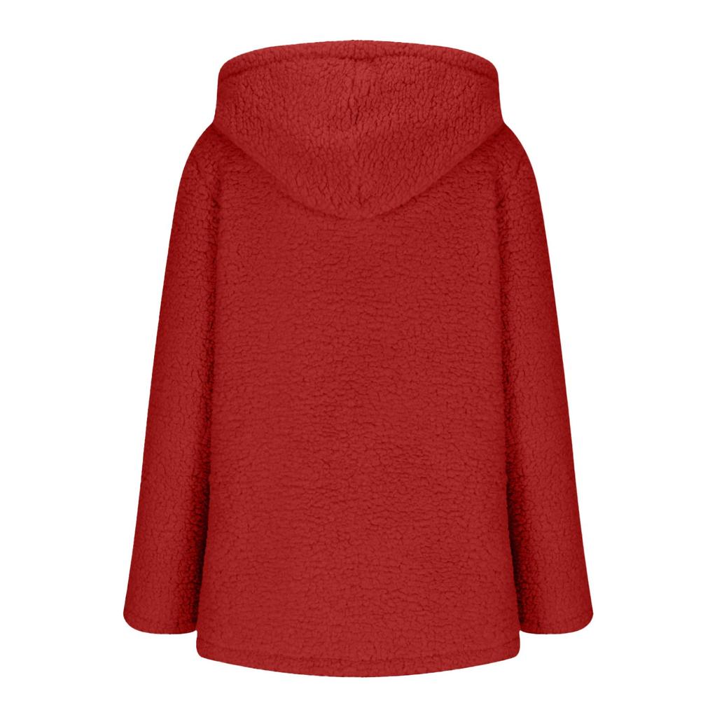 Ladies Casual Fashion And Winter New Cardigan Coat Plush Fashion Solid Color Coat