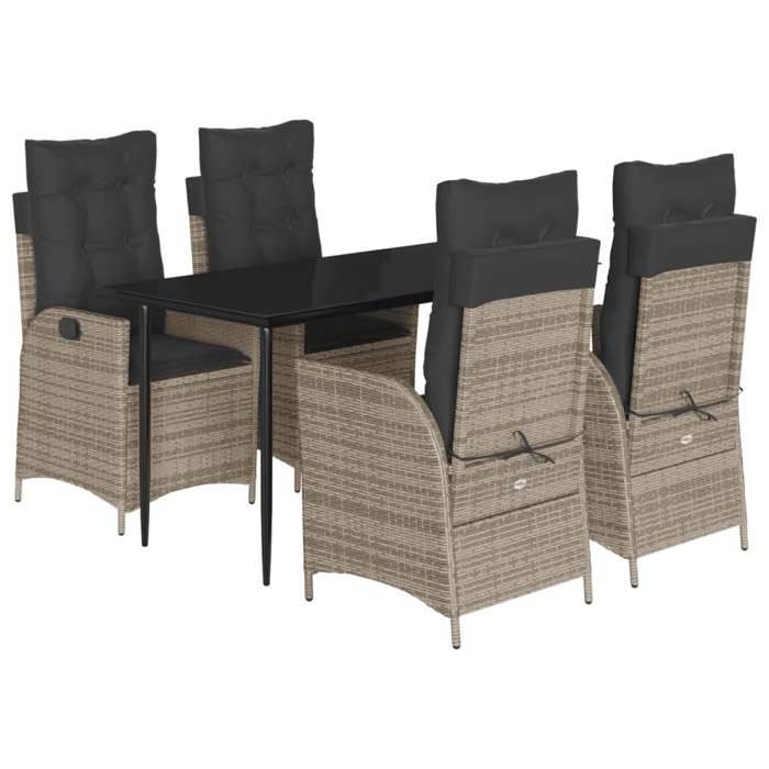VidaXL Garden Dining Set with Cushions 5 Pcs, Table and Chairs with Adjustable Backrest, Outdoor Furniture, 3213217