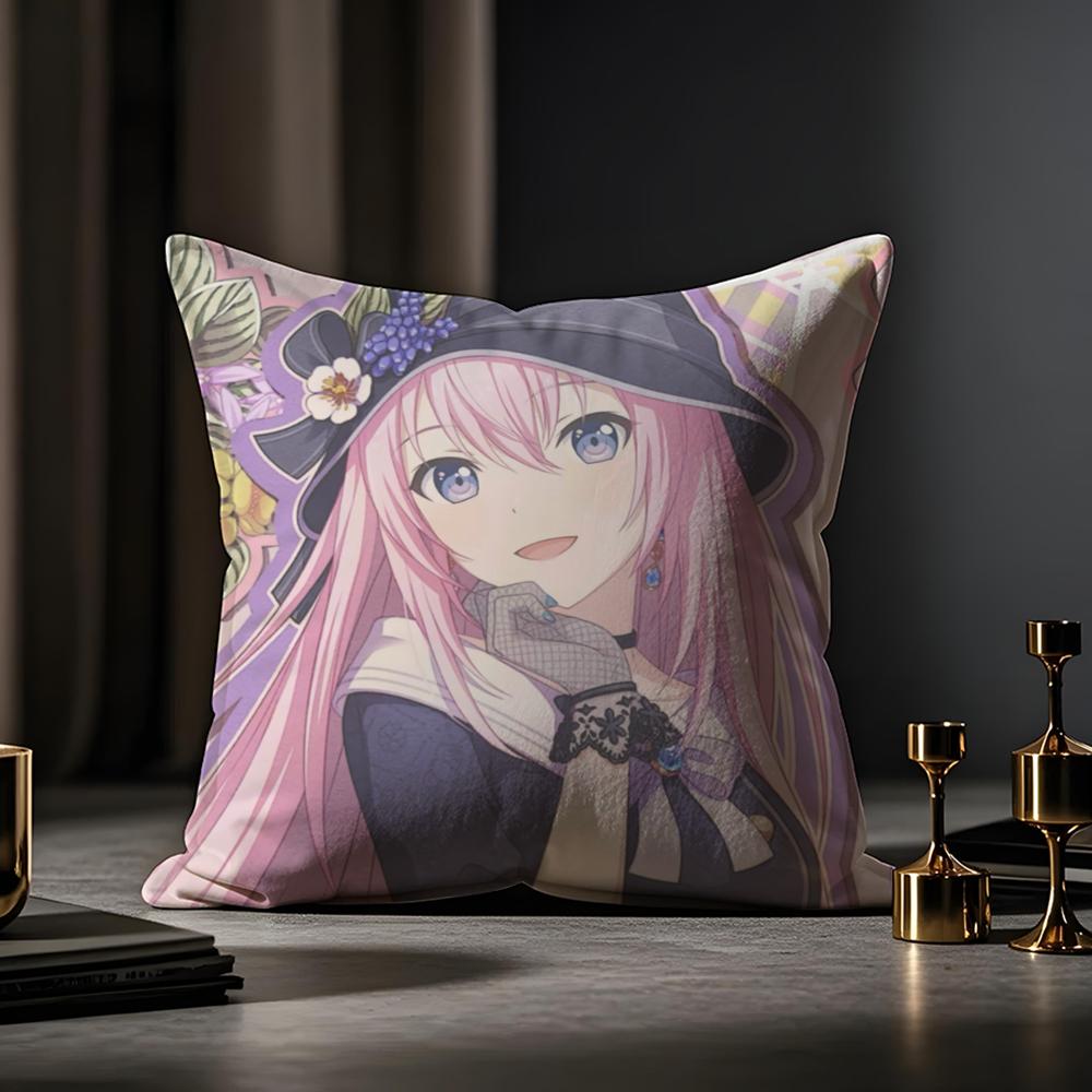 Project Sekai Anime Young Cushion Cover Anti-dustmite Pillowcase Invisible Zipper Silky Short Plush Sofa Cushion Cover