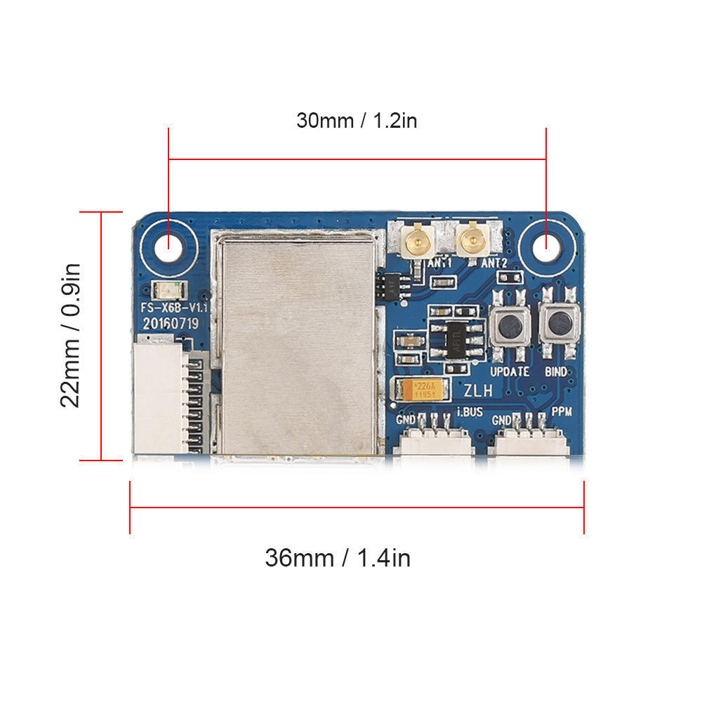 FlySky FS-X6B 2.4G PWM PPM I.BUS Δέκτης για FPV Racing Drone FS-i10 FS-i8 FS-I6X FS-i4 FS-i6
