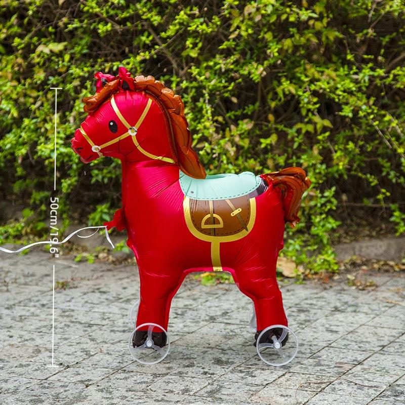 4D Cartoon Foil Balloons Elephant Stand Walking Balloon With Wheel For Kids Birthday Party Decoration Baby Shower