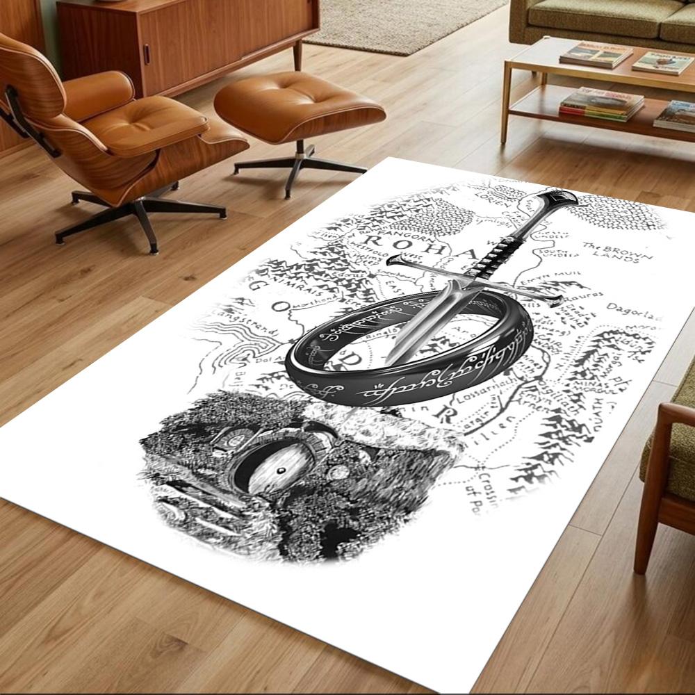 Lord Rings Floor Rug Office Rug Design for Hallway Study Room Game Room Dining Room Anti-slip Rug Decorate Offices Perfect Gift for Women/Men