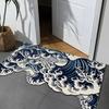 Kanagawa Surf Ukiyo-e Irregular Doormat, Japanese Style Non-Slip Foot Mat, Durable Entryway Rug, Artistic Home Decoration