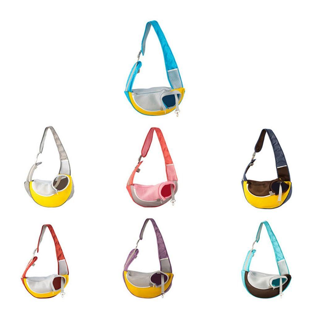 Hands Free Dog Sling Carrier Bag Colorful Front Pocket Puppy Crossbody Bag Portable Safety Hook Pocket Cat Tote Pouch