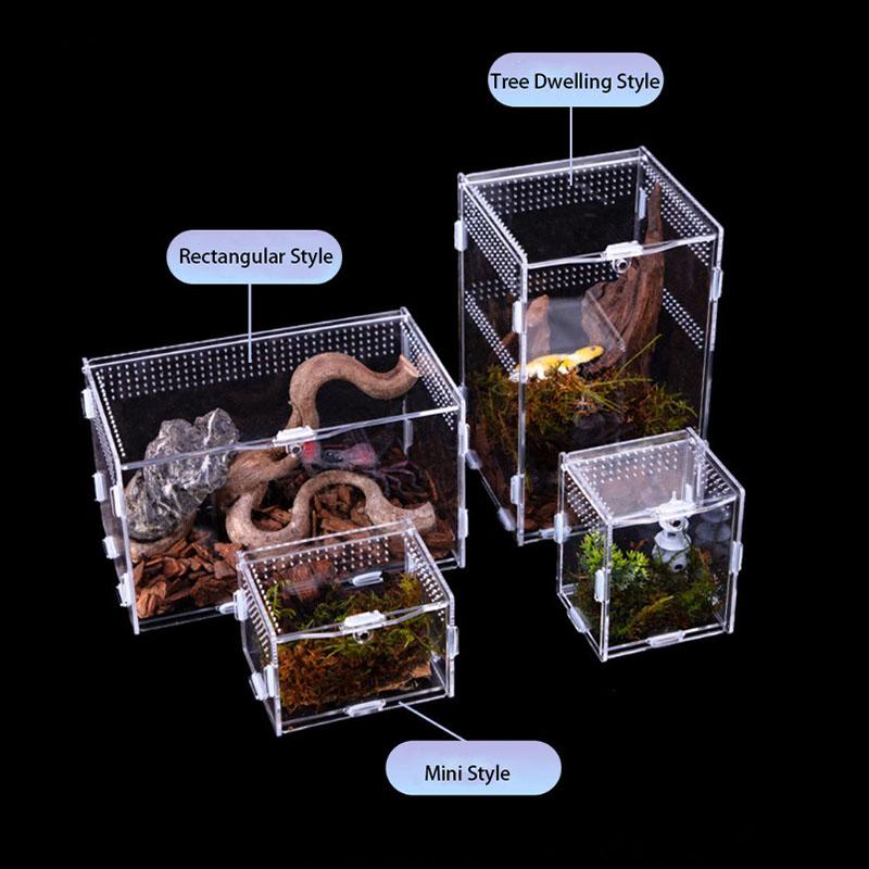 Transparent Reptile Pet Breeding Box Crawling Pet Feeding Box Lizard Silkworm Scorpion Beetle Insect Box Pet House Acrylic Cage