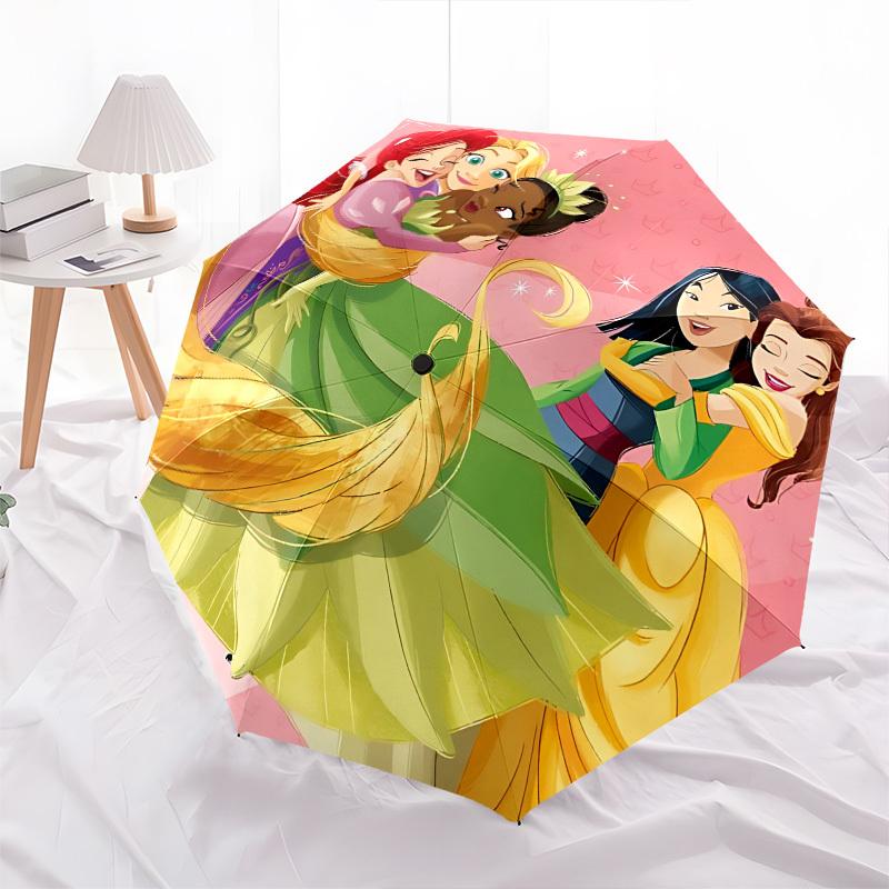 Princess Friendship, Disney Magic Themed Automatic Opening and Closing Umbrella, Brightly Colored 8-rib Portable Umbrella, Suitable for Men