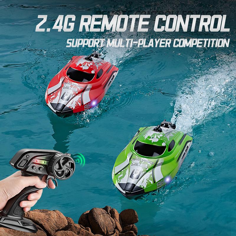 High-speed Remote Control Boat with Waterproof Illuminated 25KM/H RC Speedboat Outdoor Water Electric Toys for Children Kid Gift